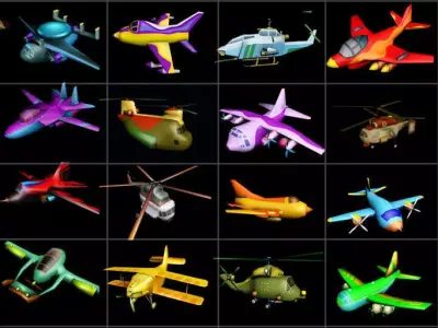 Big Toon Airplanes Low-poly 3D model