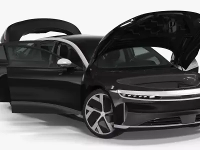 Lucid Air Electric Luxury Sedan Black Rigged for Cinema 4D 3D model