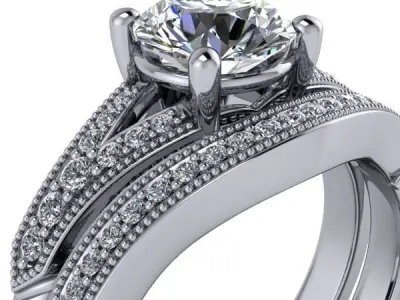 Engagement Ring Vintage Filigree Ring Milgrain Art Deco Antique  3D print model