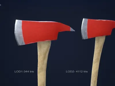 Fire Axe 1 Plus 1 PBR Game Ready Low-poly 3D model