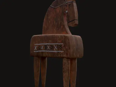 Rustic Hand Painted Toy Horse Low-poly 3D model