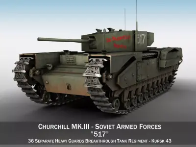 Churchill MK III - 517 - Soviet  Army 3D model