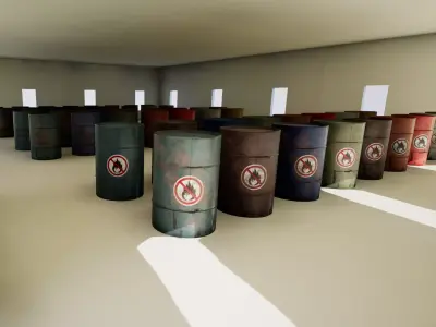 Industrial Metal Barrel Low-poly 3D model