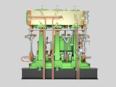 Triple expansion marine steam engine 3D model