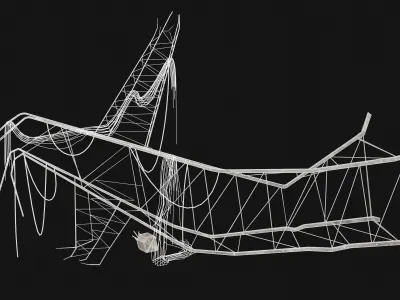POST APO HIGH VOLTAGE TOWERS MAST RUINED CONSTRUCTION COLLECTION Low-poly 3D model
