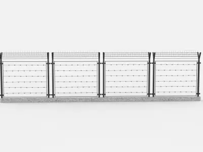 metal wire fence 02 3D model