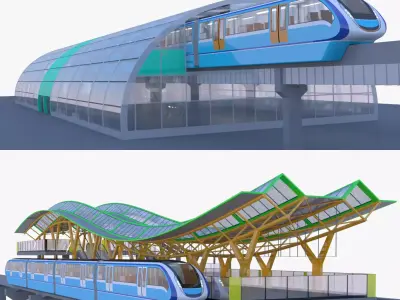 Monorail stations collection V 2024 3D Model Pack purchase