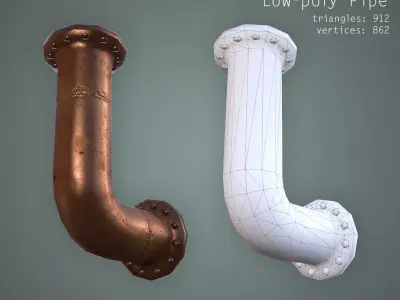 Curved Pipe - Low Poly Low-poly 3D model