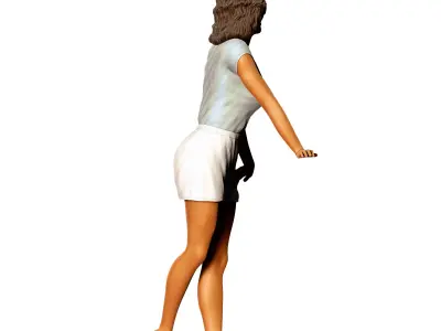 N7 woman from 60s posing with cars 3D print model