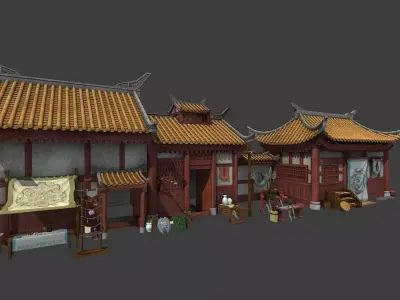 Cartoon  Oriental Architecture Eastern 3D model