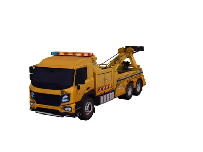 Low Poly Tow Truck Service Vehicle Model PBR Texture Low-poly 3D model