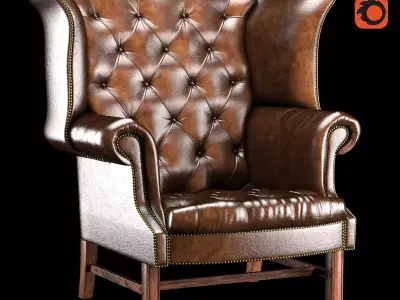 CHESTERFIELD HIGH BACK WING CHAIR Low-poly 3D model