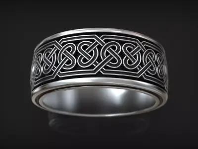 Nordic Interwoven Eternity Knot Ring Celtic Pattern Band 3D print model