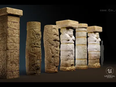 Mayan Stone 04 PBR 4K Low-poly 3D model