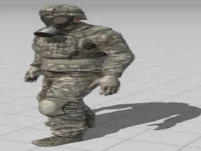  soldier in a gas mask Low-poly 3D model