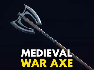 Medieval Weapon War Axe -PBR- Game Ready Low-poly 3D model