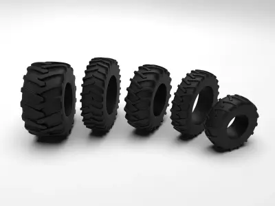 Tractor Tire SET - 5 Tires 3D Model Pack