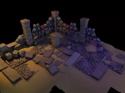 Ancient Castle Ruins Low-poly 3D model