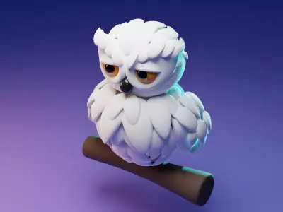 Owl in 3D blender Hedwig 3D model