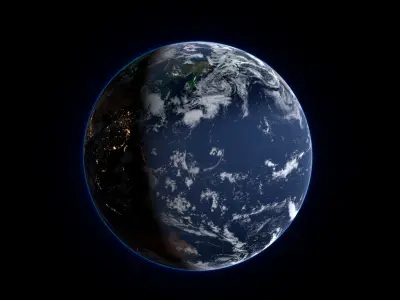  Earth Horizon with Polar Lights Volumetric Animated For Blender 