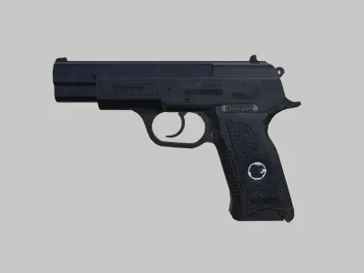Low Poly Pistol BT1  Colour 001 Modern Weapon Low-poly 3D model