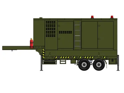 Military Generator Trailer 150kW 3D Model CAD FBX OBJ 3D model