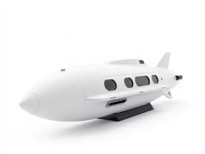 Sleek White Submarine model pack Low-poly 3D model