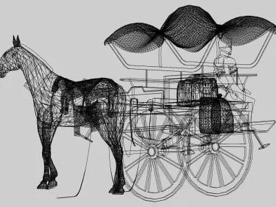 Horse Cart Low-poly 3D model buy