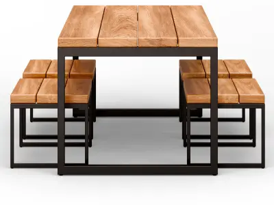  Outdoor Dining Set Low-poly 3D model