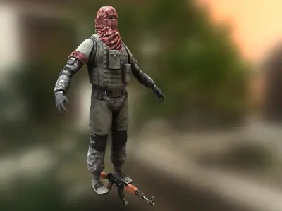 Civilian Warrior Low-poly 3D model