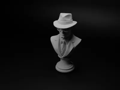 Spy Agent Bust Chess 3D print model