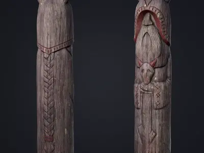 Wooden Totem 8 Low-poly 3D model
