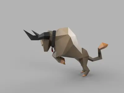 Cartoon Animal buffalo Low-poly 3D model