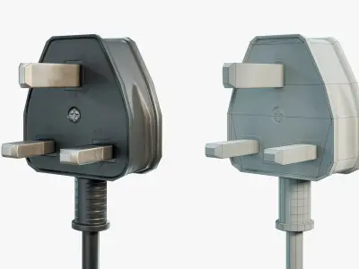 Electrical Plug Type G Low-poly 3D model