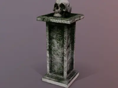 Skull Temple Pedestal - PBR Low-poly 3D model