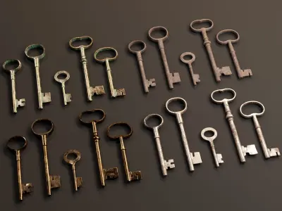 Medieval Antique Keys Set 1 Low-poly 3D model