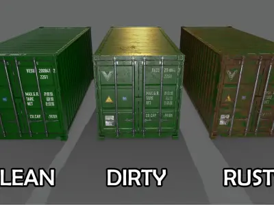 PBR 20 ft Shipping Cargo Container Version 2 - Green Low-poly 3D model
