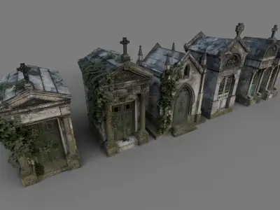 Cemetery Mausoleums Extended Collection 3D Model Pack purchase