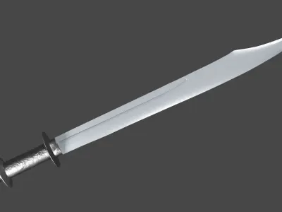 Falchion sword with Khora handle Low-poly 3D model