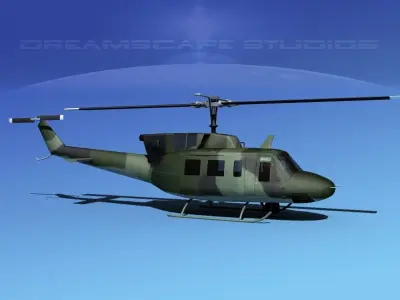 Bell UH-1N Covert Military Low-poly 3D model