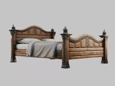 Medieval Bed Low-poly 3D model purchase