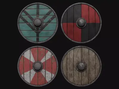 Viking Shield Low-poly 3D model 13