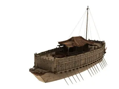 Japanese Battleship - JSengoku-era Warships - ATAKE BUNE Ship 3D model