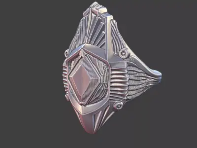futuristic tribal geometric ring 3D print model