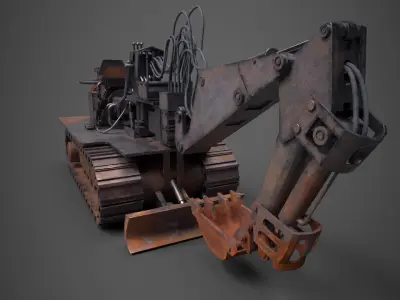 Heavy Duty Tunnel Excavator Rusted Machine Low-poly 3D model
