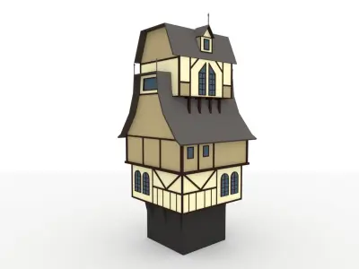 Medieval low poly house Free low-poly 3D model