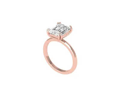 Emerald Solitaire Ring 3D print model 8