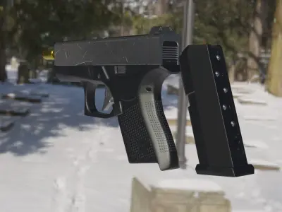 animated lowpoly glock43 pistol Low-poly 3D model