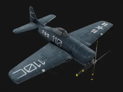 Grumman F8F F-2 Bearcat Low-poly 3D model