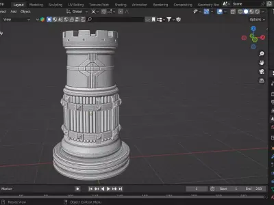 Medieval Mongolian Rook Chess Piece 3D print model